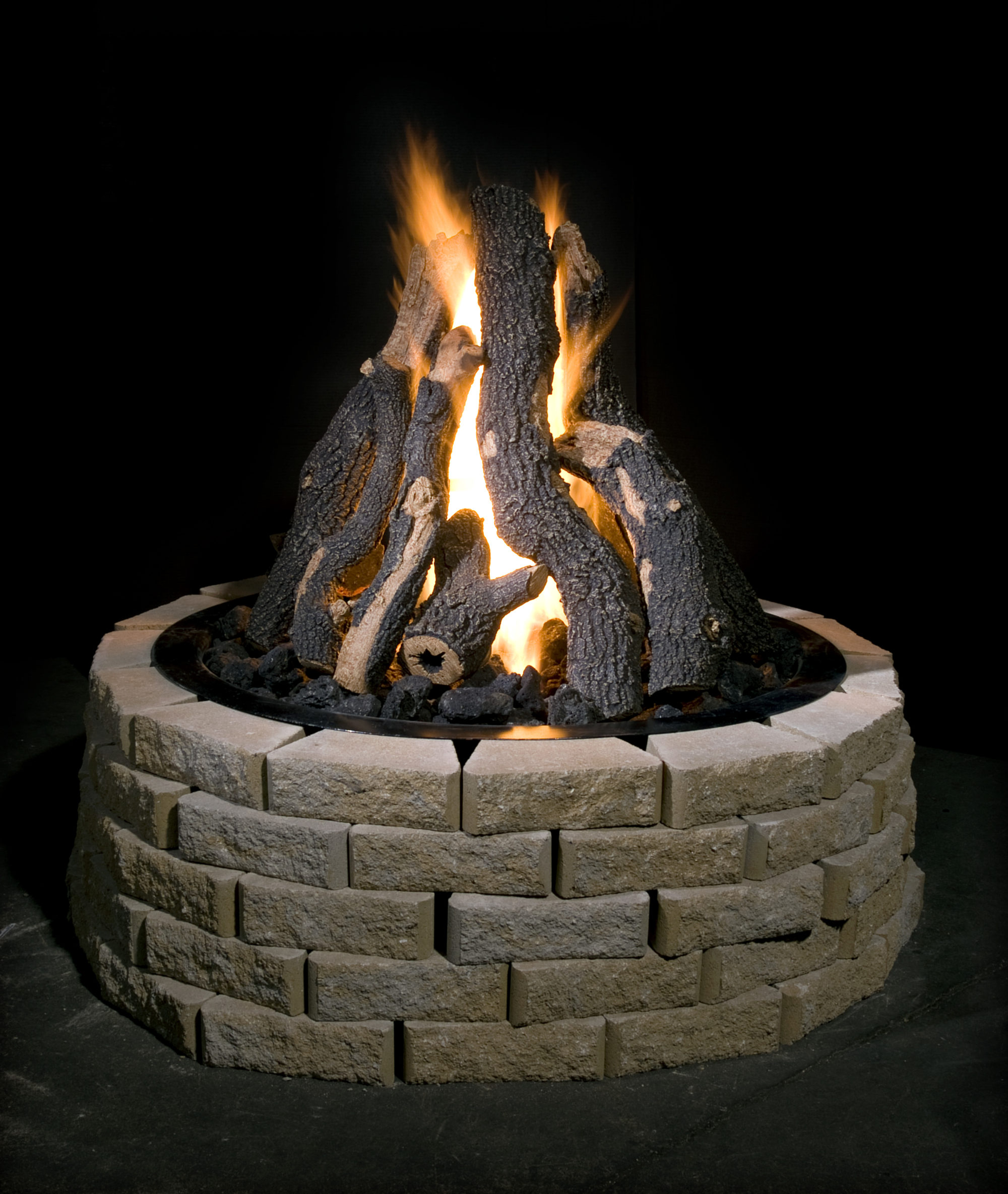 Outdoor Natural Gas Fire Pits Protech, Round 46 Hudson Stone Gas Fire Pit Kit